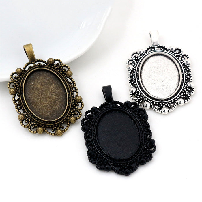 Ornate Oval Pendant Trays in Three Dark Metal Finishes