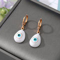 Gold Tone Colorful Teardrop Evil Eye Huggie Drop Earrings view 11