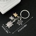Silver Tone Turtle Family and Starfish Keychain with Metal Hardware view 1