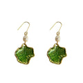 Gold-Tone Green Enamel Lotus Leaf Pearl Drop Earrings view 5