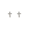 Silver Tone Mini Clear Stone Cross Stud Earrings For Women view 5