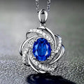 Spiral Flower Oval Center Stone Pendant Gold White Metal Alloy view 1