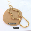 Thick Mariner Link Chain Necklace Choker Style Gold Steel view 2
