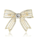 Pearl and Rhinestone Ribbon Bow Brooch with Layered Loops view 5