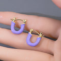 Enamel U Shape Huggie Hoop Earrings In Four Colors view 7
