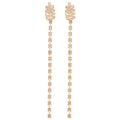 Crystal Leaf Extra Long Chain Tassel Stud Earrings view 5