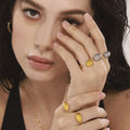 Quilted Dome Open Ring Gold Steel Lattice Texture Size 7 view 3