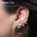Gold Tone Green Stone Leaf Branch Ear Climbers Jewelry view 5