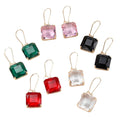Square Asscher Cut Crystal Dangle Earrings Gold Hooks 5 Colors view 5