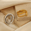 Open Double Band Crossover Rings Gold and Steel Metal Alloy view 4