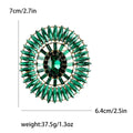 Oval Radiating Crystal Brooch In Six Colors With Polished Metal Detail view 11
