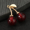 Resin Cherry Charm Pendant With Gold-Tone Leaf Solid And Glitter Colors view 3