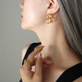 Gold Figure-Eight Twin Link Stud Earrings Polished Metal view 6
