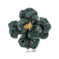 Green Peony Crystal Two Designs Metal Brooch Pin for Jackets and Lapels view 1