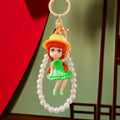 Pearl Loop Cartoon Girl Keychains in Three Sunflower Dress and Hat Designs view 4