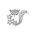 Silver Tone Fox Crystal Enamel Two Designs Metal Brooch Pin view 1