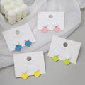 White and Yellow Double Square Geometric Stud Earrings view 1