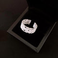 Silver Tone Open Ring With Layered Filigree Heart Pattern view 6