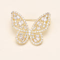 Small Gold Tone Openwork Butterfly Brooch With Clear Crystals view 4