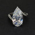 Oversized Pear-Shaped Clear Solitaire Bypass Ring In Silver Tone view 2