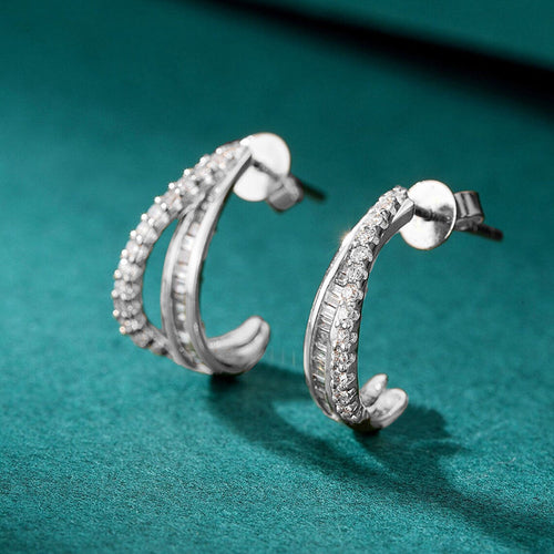 Alternate close view of the Silver Tone and Gold Tone earring design highlighting its color and metal finish