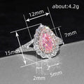 Pink Pear-Shaped Double-Halo Ring In Polished Silver Tone view 4