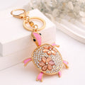 Rhinestone Flower Turtle Keychain Gold Clasp Five Colors view 7