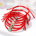 Red Woven Cord Small Round Evil Eye Adjustable Bracelets view 4