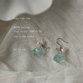 Silver Tone White Pearl And Pale Blue Stone Chip Hook Earrings view 1