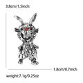 Textured Rabbit Brooch with Red Eyes in Silver or Gold view 6