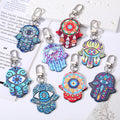 Silver Tone Printed Hamsa Acrylic Clip Keychains in Eight Designs view 1