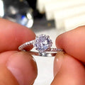 Silver Tone Round Clear Stone Floral Prong Ring Statement Jewelry view 4