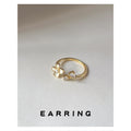 Gold Tone White Flower And Clear Stone Leaf Arrow Open Ring view 2