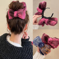 Fuzzy Acrylic Bow Claw Clips Green Pink Blue Styles view 1