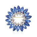 Rose Gold Open Circle Brooch Blue Green Marquise Crystals view 1