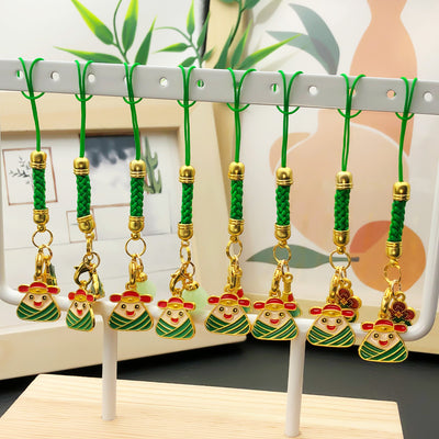 Overview showing the available color and design variations of the green rice dumpling phone strap charm