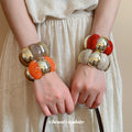 Acrylic Marbled Geometric Gold Stretch Bracelet 3 Colors view 2