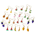 Enamel Fruit Charm Drop Earrings Gold Hooks 13 Styles view 5