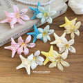 Starfish Fabric Flower Duckbill Hair Clips Four Colors view 2