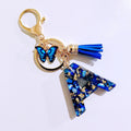 Blue Abalone Resin Letter Keychain With Butterfly Charm view 2