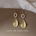 Gold-Tone Freshwater Pearl Circle Hammered Teardrop Earrings view 1