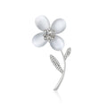 Opal Effect Flower Stem Brooch in Gold or Silver Tone view 2