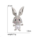 Crystal Rabbit Brooch With Pearl Belly in Gold or Silver Tone view 6
