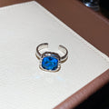 Open Adjustable Crystal Heart And Square Stone Rings view 1