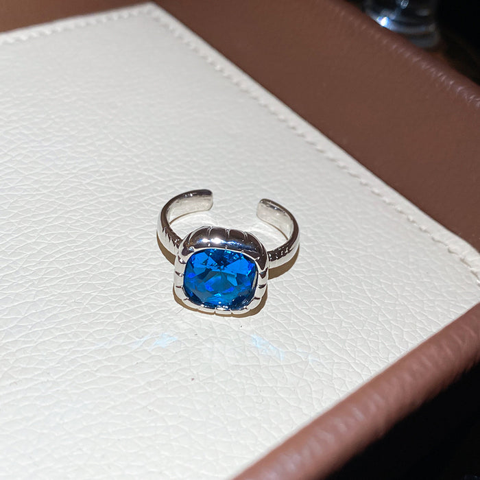 Open Adjustable Crystal Heart And Square Stone Rings