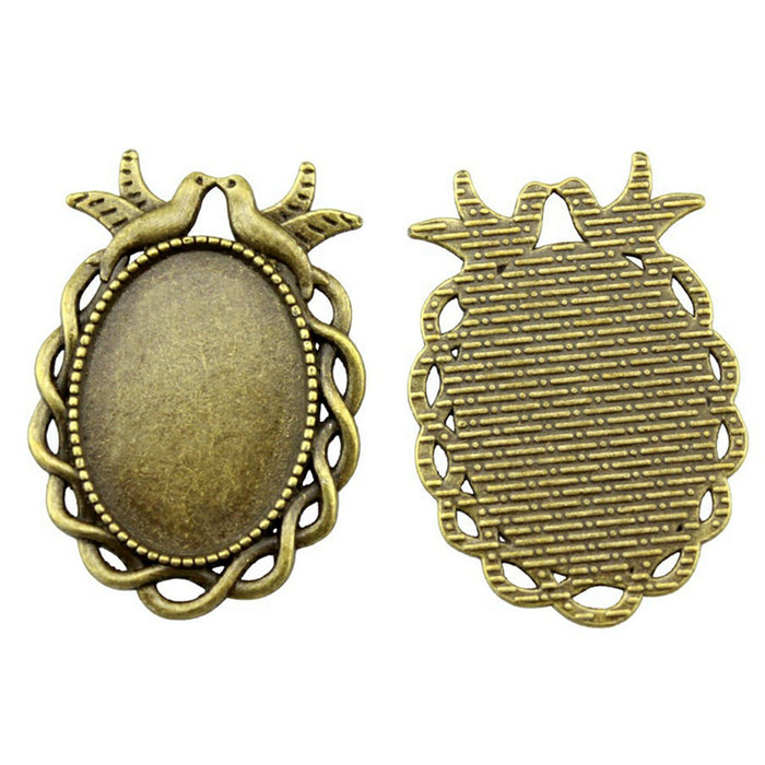 Antique Bronze Sunburst Oval Cabochon Setting Jewelry Making Component