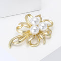 Openwork Flower Brooch with Pearl Cluster in Two Metal Tones view 3