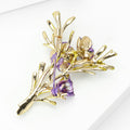 Purple Flower Branch Brooch In 1 Style With Polished Metal And Decorative Details view 4