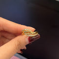 Gold Multi-Strand Twisted Pave Clear Stone Ring Sizes 6-10 view 3