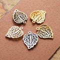 Openwork Veined Leaf Metal Charm Pendants in Five Finishes view 3